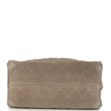 Chanel Small 25 Hobo Bag Dark Grey Suede Antique Gold Hardware