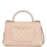 Chanel Small Coco Top Handle Flap Bag Light Beige Caviar Light Gold Hardware