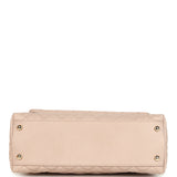 Chanel Small Coco Top Handle Flap Bag Light Beige Caviar Light Gold Hardware