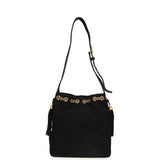Chanel Large Drawstring Bucket Bag Black Suede Gold Hardware