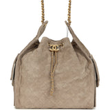 Chanel Medium 25 Hobo Bag Dark Grey Suede Antique Gold Hardware - Thumbnail View 1