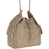 Chanel Medium 25 Hobo Bag Dark Grey Suede Antique Gold Hardware - Thumbnail View 2