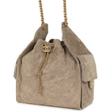 Chanel Medium 25 Hobo Bag Dark Grey Suede Antique Gold Hardware - Thumbnail View 3