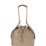 Chanel Medium 25 Hobo Bag Dark Grey Suede Antique Gold Hardware - Thumbnail View 6