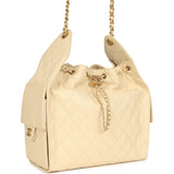 Chanel Medium 25 Hobo Bag Light Beige Caviar Antique Gold Hardware