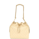 Chanel Medium 25 Hobo Bag Light Beige Caviar Antique Gold Hardware