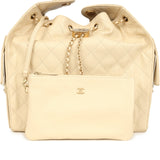 Chanel Medium 25 Hobo Bag Light Beige Caviar Antique Gold Hardware