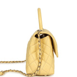 Chanel Mini Coco Top Handle Flap Bag Yellow Shiny Caviar Light Gold Hardware