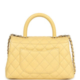 Chanel Mini Coco Top Handle Flap Bag Yellow Shiny Caviar Light Gold Hardware