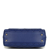 Chanel Small Coco Top Handle Flap Bag Dark Blue Shiny Caviar Light Gold Hardware