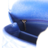 Chanel Small Coco Top Handle Flap Bag Dark Blue Shiny Caviar Light Gold Hardware