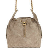 Chanel Medium 25 Hobo Bag Dark Grey Suede Antique Gold Hardware - Thumbnail View 1