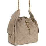 Chanel Medium 25 Hobo Bag Dark Grey Suede Antique Gold Hardware - Thumbnail View 2