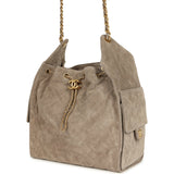Chanel Medium 25 Hobo Bag Dark Grey Suede Antique Gold Hardware - Thumbnail View 5