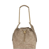 Chanel Medium 25 Hobo Bag Dark Grey Suede Antique Gold Hardware - Thumbnail View 6