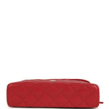 Chanel Top Handle Long Vanity Case with Chain Red Shiny Caviar Light Gold Hardware