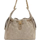 Chanel Small 25 Hobo Bag Dark Grey Suede Antique Gold Hardware