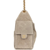 Chanel Small 25 Hobo Bag Dark Grey Suede Antique Gold Hardware
