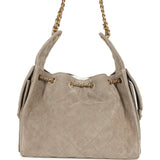 Chanel Small 25 Hobo Bag Dark Grey Suede Antique Gold Hardware