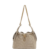 Chanel Small 25 Hobo Bag Dark Grey Suede Antique Gold Hardware