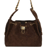 Chanel Small 25 Hobo Bag Dark Brown Suede Antique Gold Hardware