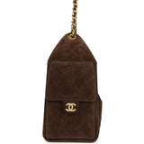 Chanel Small 25 Hobo Bag Dark Brown Suede Antique Gold Hardware