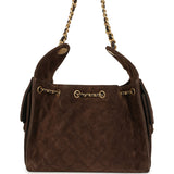 Chanel Small 25 Hobo Bag Dark Brown Suede Antique Gold Hardware