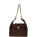 Chanel Small 25 Hobo Bag Dark Brown Suede Antique Gold Hardware