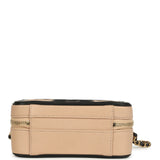 Pre-owned Chanel Small CC Filigree Vanity Case Black and Beige Caviar Antique Gold Hardware
