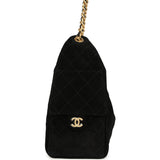 Chanel Small 25 Hobo Bag Black Suede Antique Gold Hardware