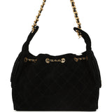 Chanel Small 25 Hobo Bag Black Suede Antique Gold Hardware