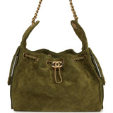 Chanel Small 25 Hobo Bag Khaki Suede Antique Gold Hardware - Thumbnail View 1