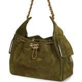 Chanel Small 25 Hobo Bag Khaki Suede Antique Gold Hardware - Thumbnail View 5
