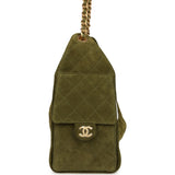 Chanel Small 25 Hobo Bag Khaki Suede Antique Gold Hardware - Thumbnail View 3