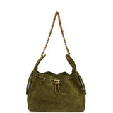 Chanel Small 25 Hobo Bag Khaki Suede Antique Gold Hardware - Thumbnail View 6