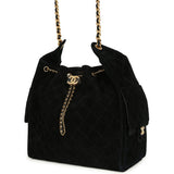 Chanel Medium 25 Hobo Bag Black Suede Antique Gold Hardware