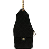 Chanel Medium 25 Hobo Bag Black Suede Antique Gold Hardware