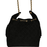 Chanel Medium 25 Hobo Bag Black Suede Antique Gold Hardware