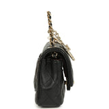 Chanel Nano Classic Double Flap Bag Charm Black Lambskin Light Gold Hardware