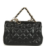 Chanel Nano Classic Double Flap Bag Charm Black Lambskin Light Gold Hardware