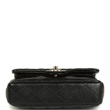 Chanel Nano Classic Double Flap Bag Charm Black Lambskin Light Gold Hardware