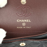 Chanel Nano Classic Double Flap Bag Charm Black Lambskin Light Gold Hardware