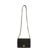 Pre-owned Chanel Small Chic Pearls Flap Bag Black Goatskin Antique Gold Hardware