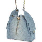 Chanel Medium 25 Hobo Bag Light Blue Washed Denim Antique Gold Hardware - Thumbnail View 5