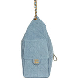 Chanel Medium 25 Hobo Bag Light Blue Washed Denim Antique Gold Hardware - Thumbnail View 3