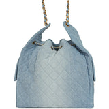 Chanel Medium 25 Hobo Bag Light Blue Washed Denim Antique Gold Hardware - Thumbnail View 4