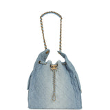 Chanel Medium 25 Hobo Bag Light Blue Washed Denim Antique Gold Hardware - Thumbnail View 7