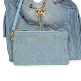 Chanel Medium 25 Hobo Bag Light Blue Washed Denim Antique Gold Hardware - Thumbnail View 8