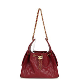 Chanel Small 25 Hobo Bag Dark Red Caviar Antique Gold Hardware
