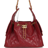 Chanel Small 25 Hobo Bag Dark Red Caviar Antique Gold Hardware